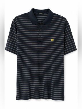 Masters Men’s Striped Polo Shirt Navy Embroidered Logo Size XL
